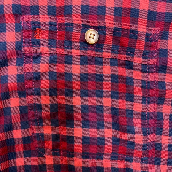 IZOD Men Shirt 2XLT Red Pink Blue Plaid Big & Tall Button Up Long Sleeve Preppy - Picture 5 of 6